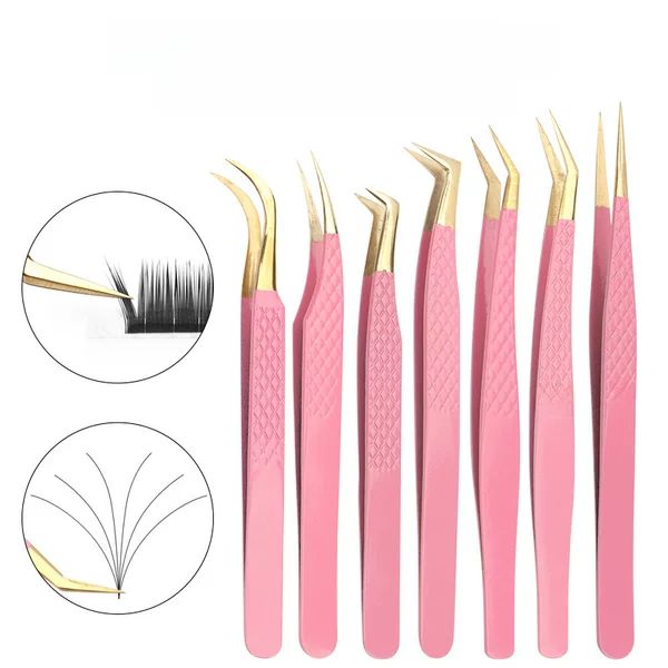 Wholesale Grafted Eyelash Tweezers Red Gold High-Precision Flowering Tweezers Pink Goldfish Pattern Eyelashes Stainless Steel Tweezers