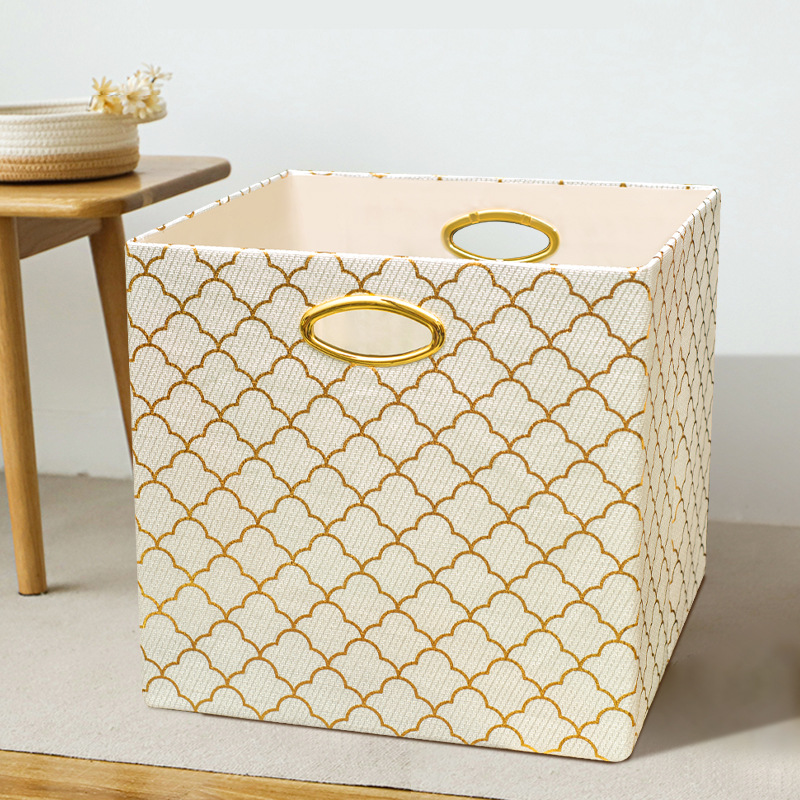 大号双盖衣物收纳盒布艺有盖可折叠内衣裤衣服桌面收纳整理储物箱