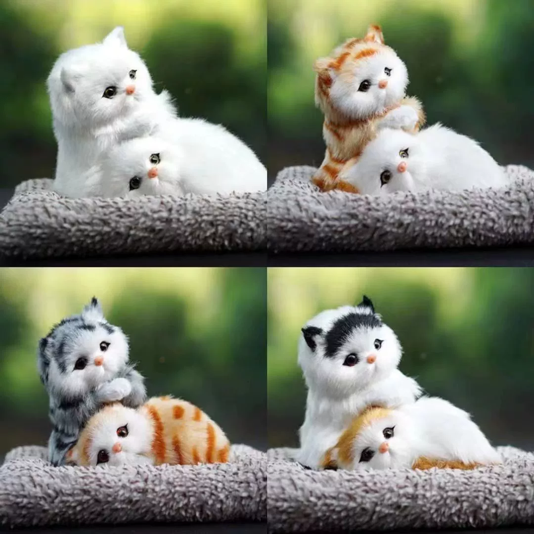 Автомобиль Мультфильм Кукла Пара Кошка Автомобильные аксессуары Бамбуковый Уголь Сумка Украшения Милая Моделирование Кошка Ручная Модель Кукла