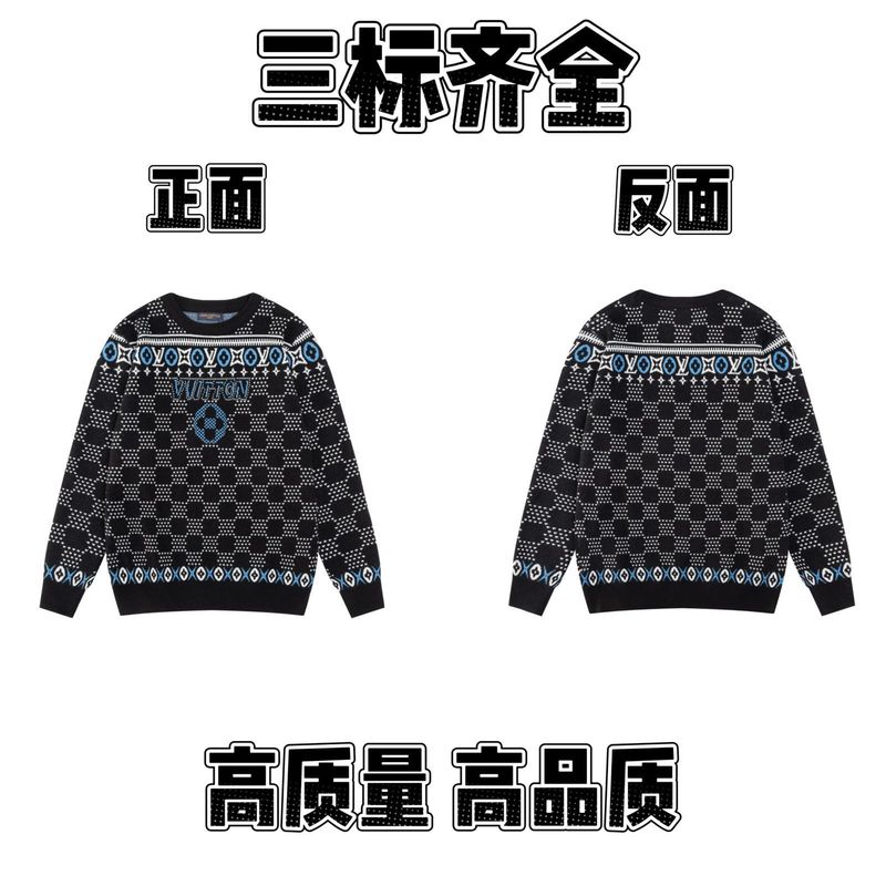 2025春秋新款潮牌字母满身logo圆领针织毛衣男女款宽松休闲上衣【|undefined