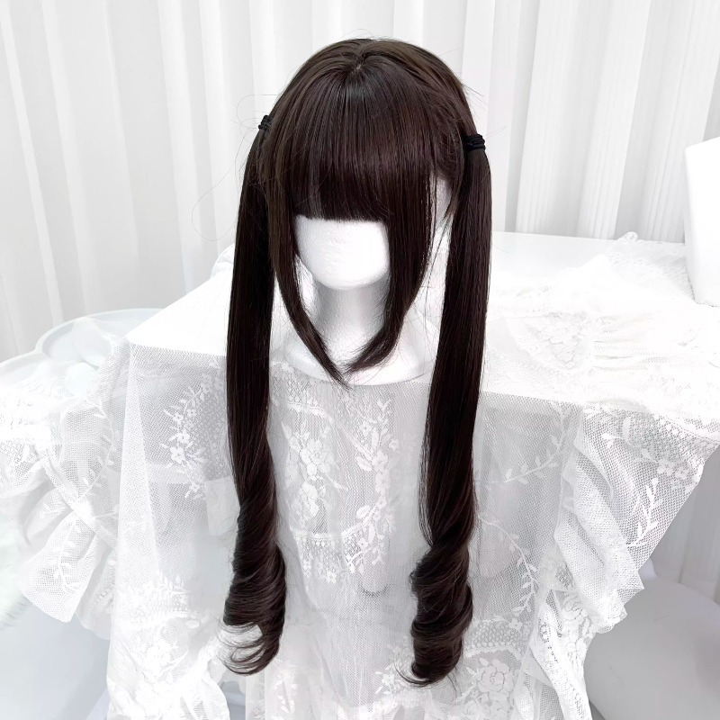 Uzun Lolita Peruk 75cm Kaküllü Roman Curl, Uzatılmış Uzunlukta Tam Baş Kostüm