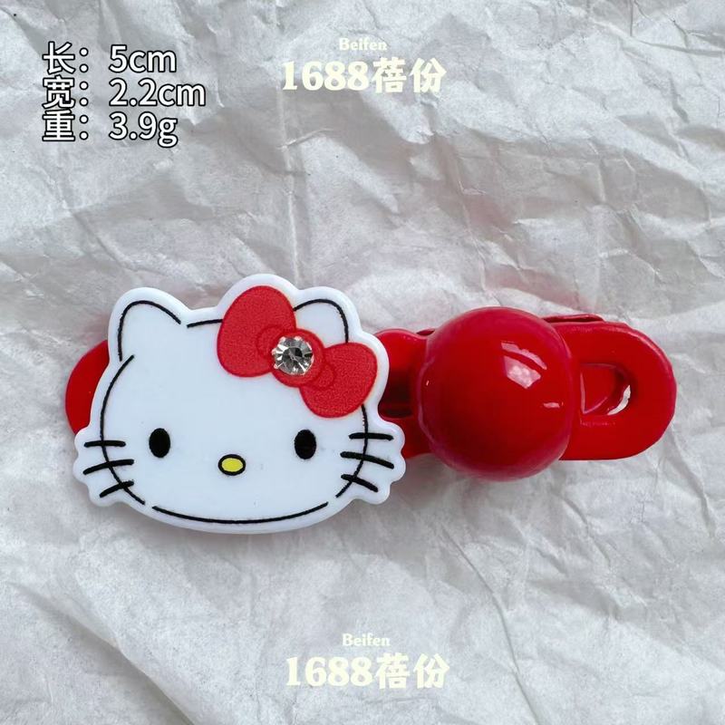 三福同款卡通Kitty猫发夹时尚百搭红色甜美可爱鸭嘴夹儿童碎发卡|undefined