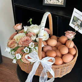 母亲节大号椭圆花篮满月生日鸡蛋鲜花水果花篮喜事用品包装批发