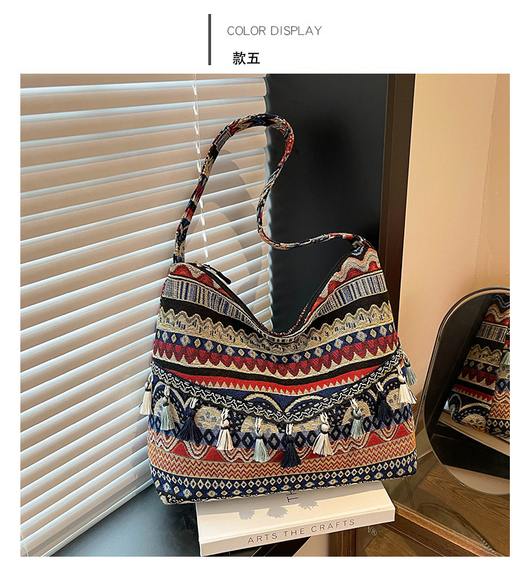 Bolsos de gran capacidad de estilo nacional para mujeres 2025, nueva moda extranjera, bolsas de hombro de borda, bolsas de compras al aire libre