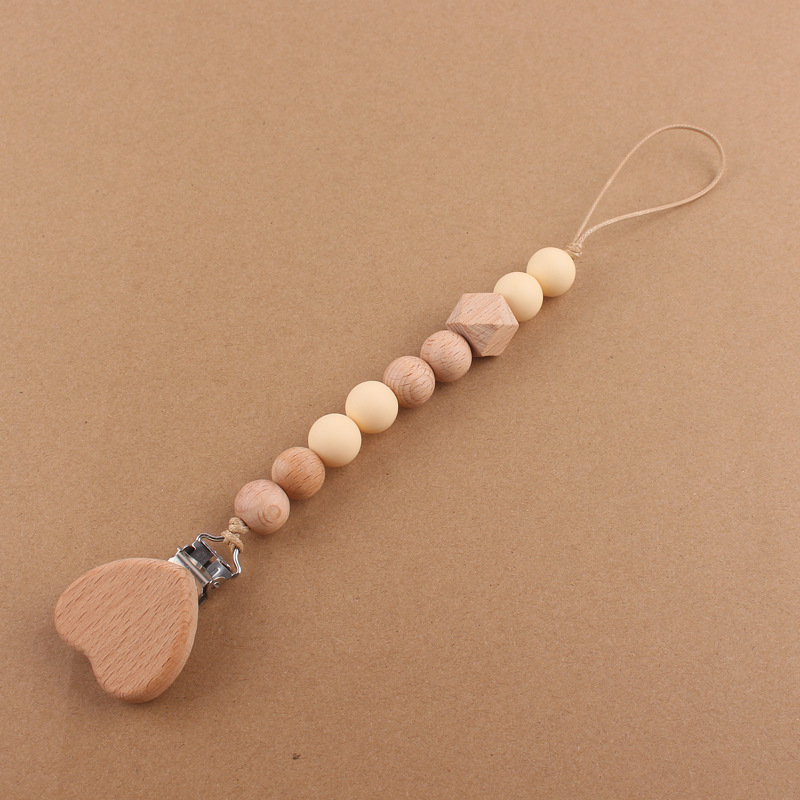 Nuevos suministros para bebés de dibujos animados amor haya chupete clip creativo bebé cuentas de silicona mordedura molar chupete cadena