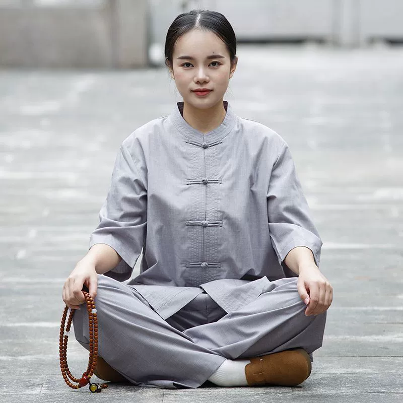 Женская одежда Haiqing Layman, летняя женская одежда для медитации с короткими рукавами и вышивкой, женская одежда для медитации буддийского дзен