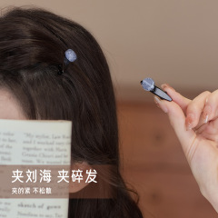 小号蓝色星空侧边鸭嘴夹蝴蝶结发卡高级感前额碎发夹子迷你刘海夹