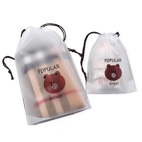 Translucent frosted plastic packaging bag drawstring clothing underwear socks towel storage bundle pocket bear bag