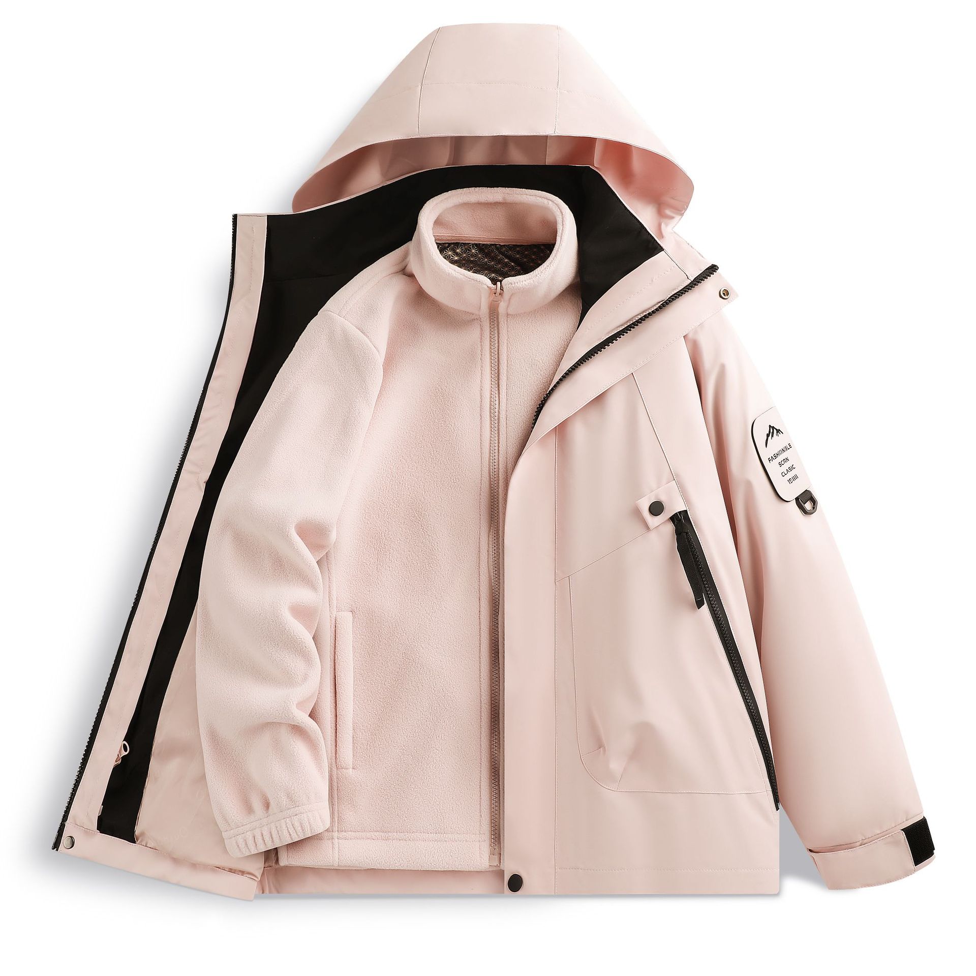 秋冬新款冲锋衣三合一石墨烯黑金抓绒保暖内胆户外情侣休闲两件套