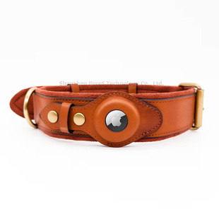 Cross-border Pet Dog AirTag Leather Protective Case Collar Apple Tracker Positioning Anti-loss Collar
