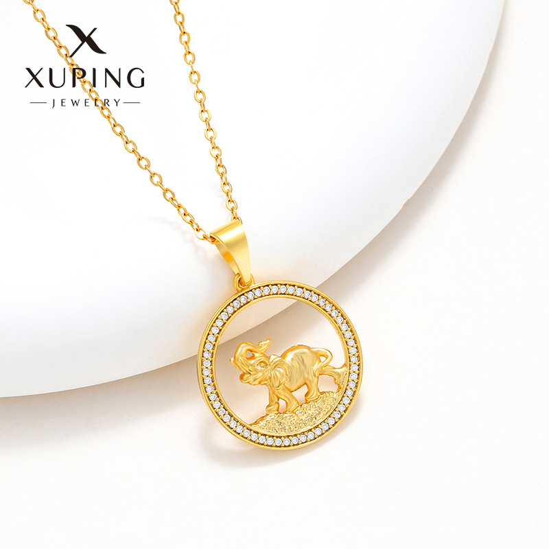 Joyas Xuping aleación de cobre galvanizado de oro verdadero perímetro colgante de piedra animal colgante de elefante colgante de personalidad colgante al por mayor mujer