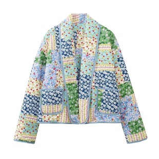 23 JM216 autumn and winter new explosions cross-border Amazon AliExpress lapel fashion printed cotton coat