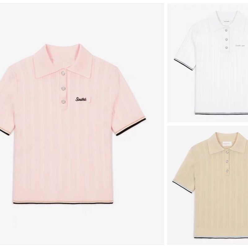 South Korea Golf Clothing Women's Ball Clothes 24 Spring and Summer New Lapel Color Matching Knitwear Polo Shirt Short Sleeve T