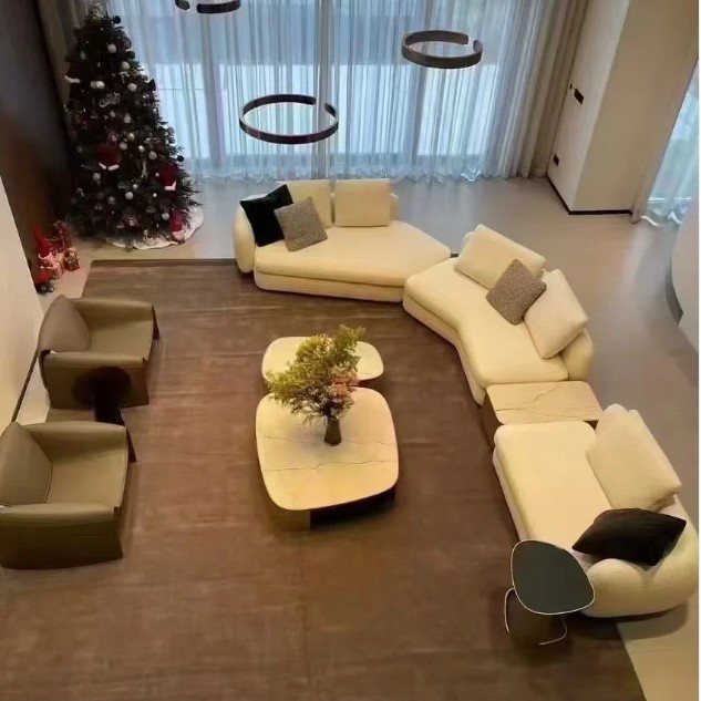 French Cream Style Saint-Germain Sofa Special-Shaped Living Room Fabric Curved Large Flat Floor Small Apartment Corner Combination Sofa