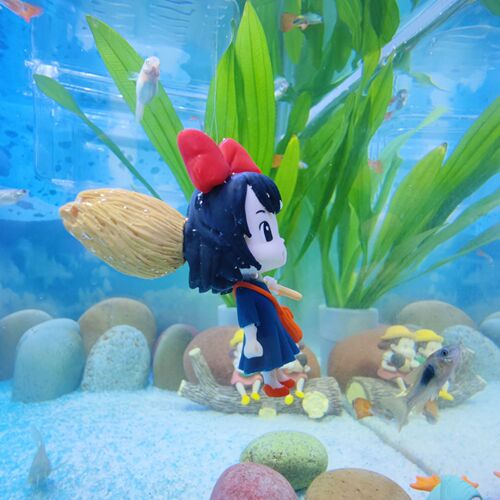 Suspended Hayao Miyazaki broom girl fish tank landscaping decorative ornaments aquarium living room ornamental interior floating pendant