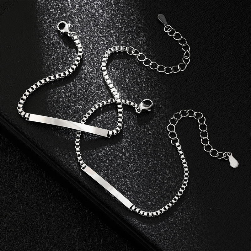 Cross-border Couple Stainless Steel Bracelet Foreign Trade Explosions Men's and Women's Titanium Steel Jewelry ins Commemorative Gift Engraving