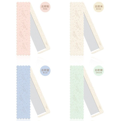 Cartoon folding mirror comb portable mini student mirror comb dual-use set folding comb iron tooth spiral tooth comb
