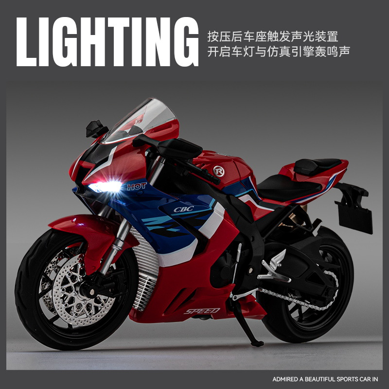 1: 12 este modelo de motocicletas de aleación CBR1000 de moda jugar locomotoras de moda jugar decoración de decoración colección