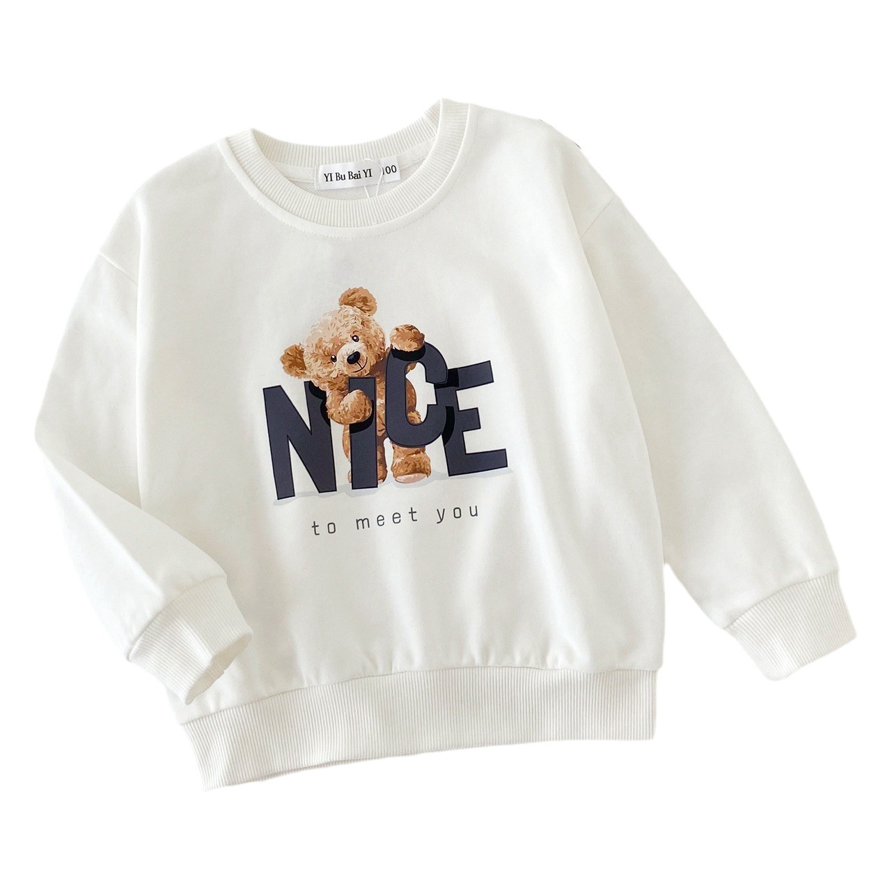 Otoño de manga larga oso suéter traje de padre-hijo una familia de tres 2023 nueva madre-hijo casual frito calle familia madre-niño ropa de mujer