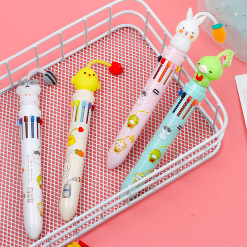 Creative Stationery Cartoon Antler Animal Ten-Color Ballpoint Pen Cute Cartoon Cute Ballpoint Pen in Ten Colors