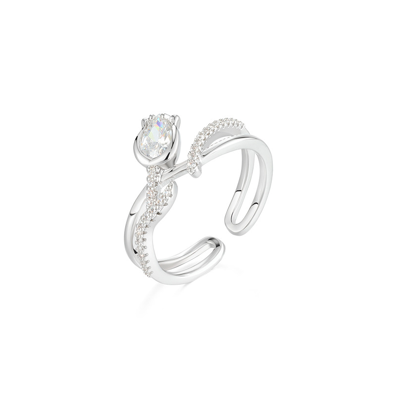 Xuping mano nueva pequeña joya artificial flores tulipanas anillo de doble capa de moda elegante temperamento anillo mujer