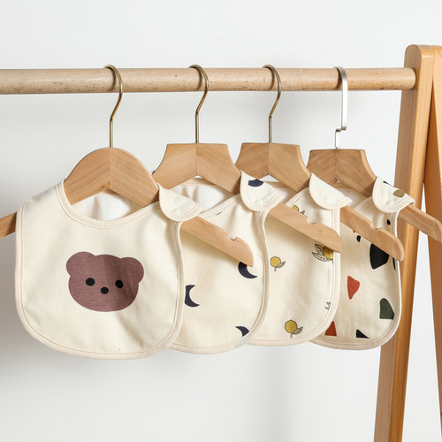 ins Korean version of the bear cartoon baby bib saliva bag baby cotton saliva bag children's waterproof pure cotton bib