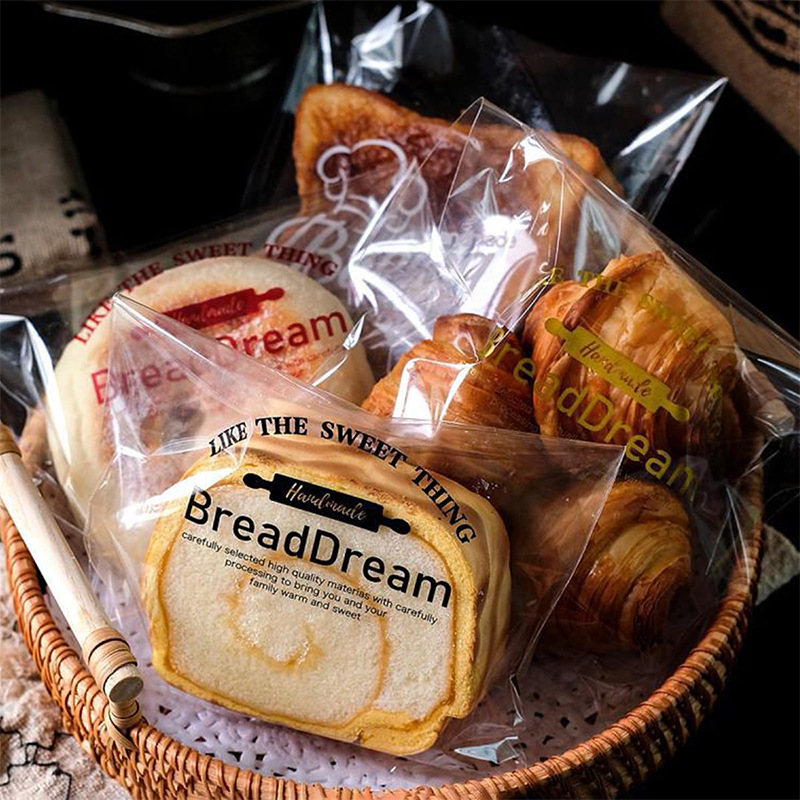 工厂现货OPP加厚英文透明面包袋曲奇饼干袋吐司塑料食品包装袋子