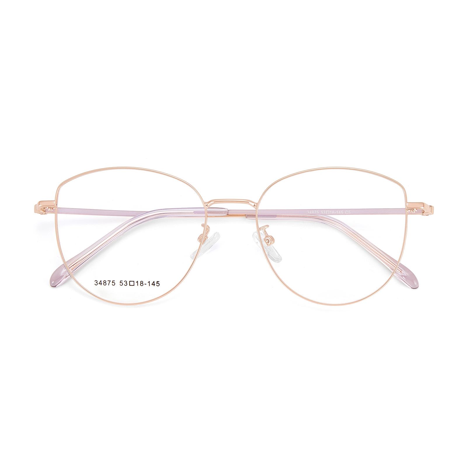 Gran marco ojo de gato elegante de mujer retro marco de gafas de aleación U-shaped silicona soporte nasal no cara puede ir con gafas al por mayor