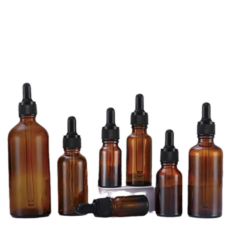 En stock: botella de aceite esencial marrón de 30 ml, botella dispensadora de vidrio de 10 ml, botella con gotero marrón de 50 ml, botella de vidrio de 20 ml.