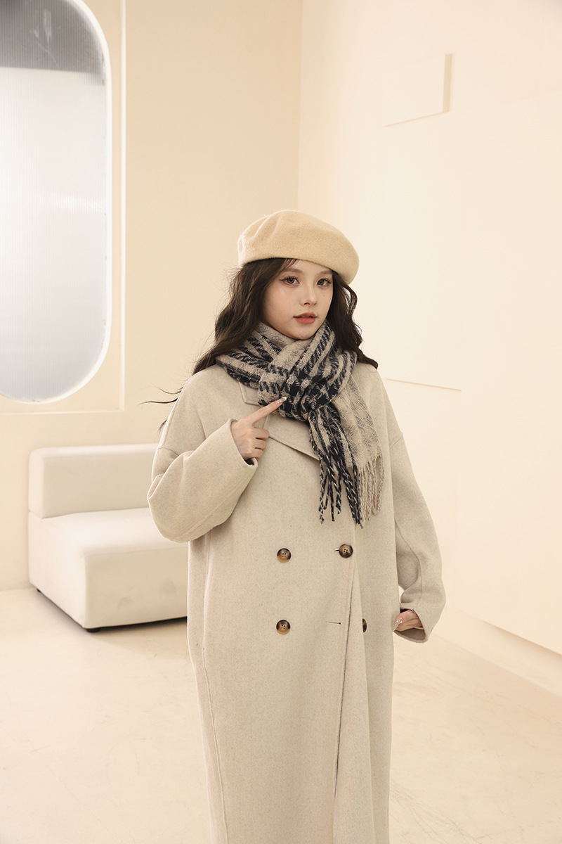 Version coréenne de l'écharpe Qianniao pour femme, polyvalente en hiver, châle à carreaux épais, écharpe haute, cadeau d'anniversaire pour_voghion.com