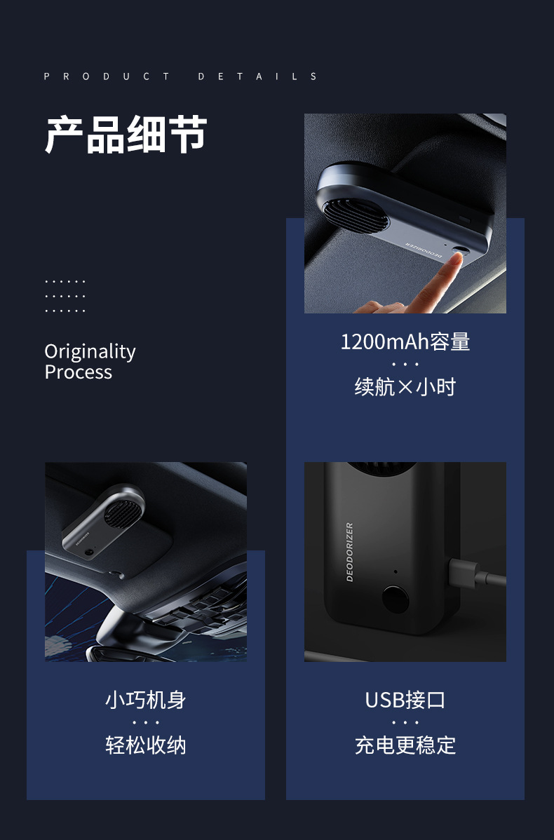 New Car Air Purifier, Smart Ozone Deodorizer, Household Refrigerator Freshness-Preserving, Sterilizing and Deodorizing Device