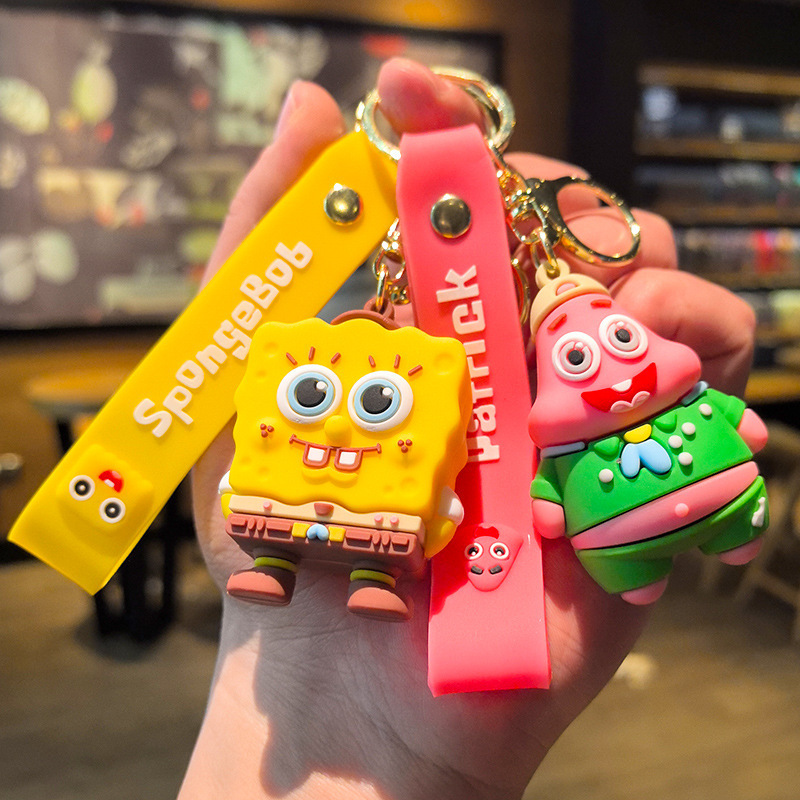 Ting Ming New Cartoon Couple Keychain SpongeBob SquarePants Big Star Accessories Car Key Chain Exquisite Small Gift