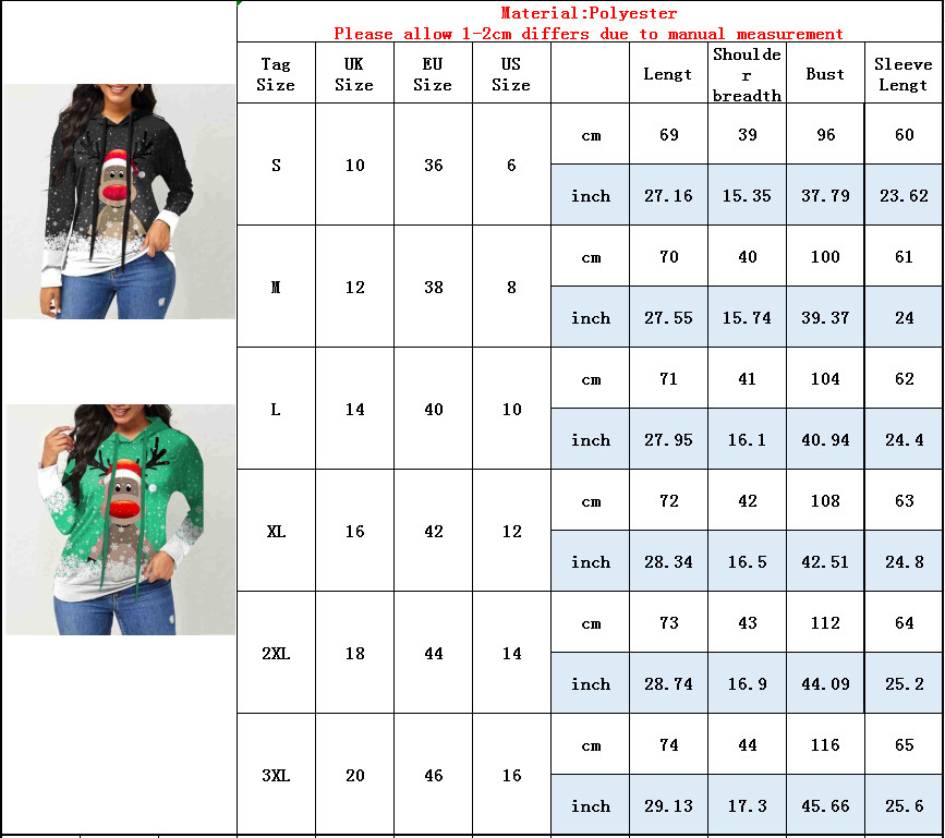 Women Printed Plus Size Hoodie