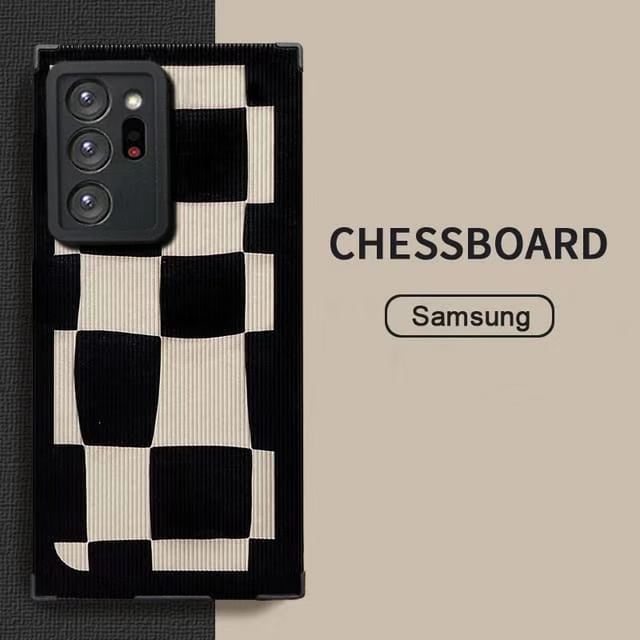 Suitable for Samsung S23 Ultra phone niche high-end checkerboard A53 A32 protective case_voghion.com
