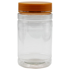 Manufacturer-supplied 300ml wide-mouth floral tea plastic bottles—transparent PET wide-mouth jars, 65*12 bamboo-section design, with a tall, straight profile.