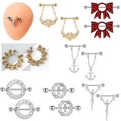 Cross-border e-commerce European and American breast rings, foreign trade best-selling breast ring piercing simple hollow nipple shield piercing jewelry