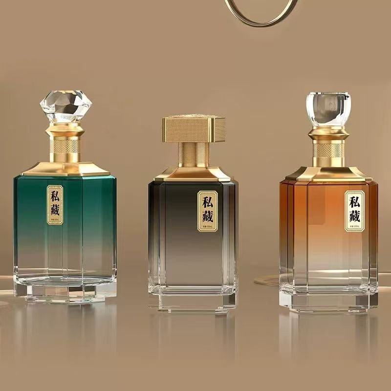 新款私藏酒瓶500ml优惠高档玻璃白酒瓶自酿酒瓶晶白料玻璃空酒瓶