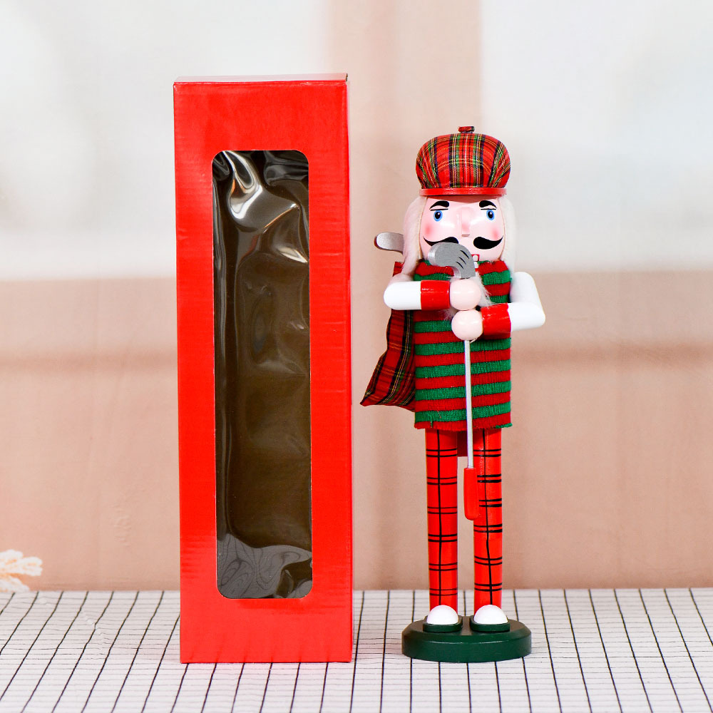36cm cascanueces rayas rojas y verdes golf al por mayor Navidad artesanías de madera profesionales