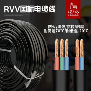 National Standard Two-Core Wire 4 2.5 6 1.5 Square Outdoor Antifreeze Soft Wire Cable Sheathed Wire 3-Core Power Cord