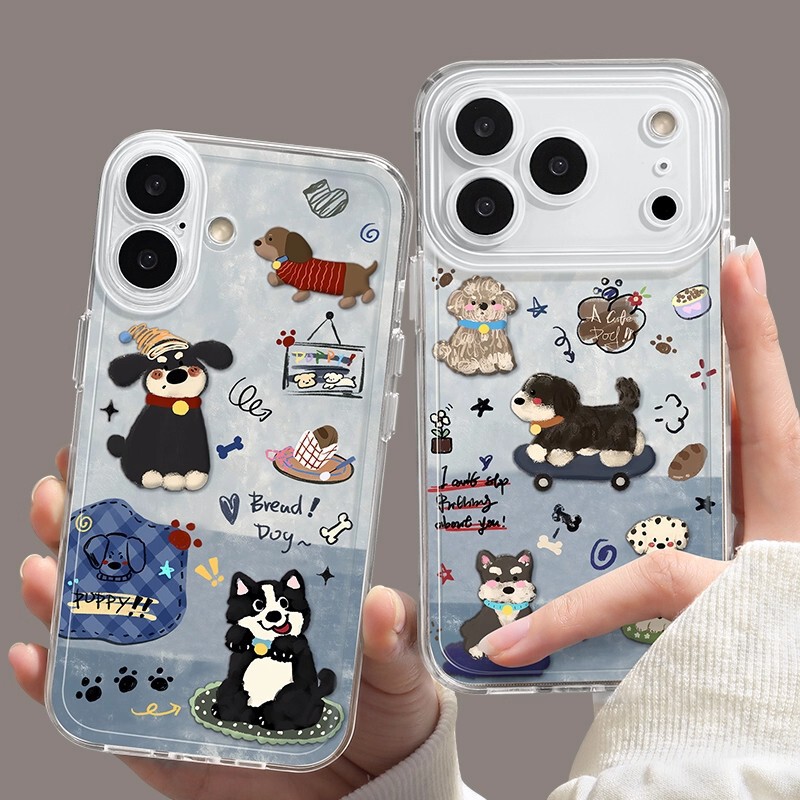 All-Inclusive Camera Key Puppy Design Suitable for Apple 17 Phone Case iPhone 13 Pro Max Transparent 16 Lens Film 15 Set