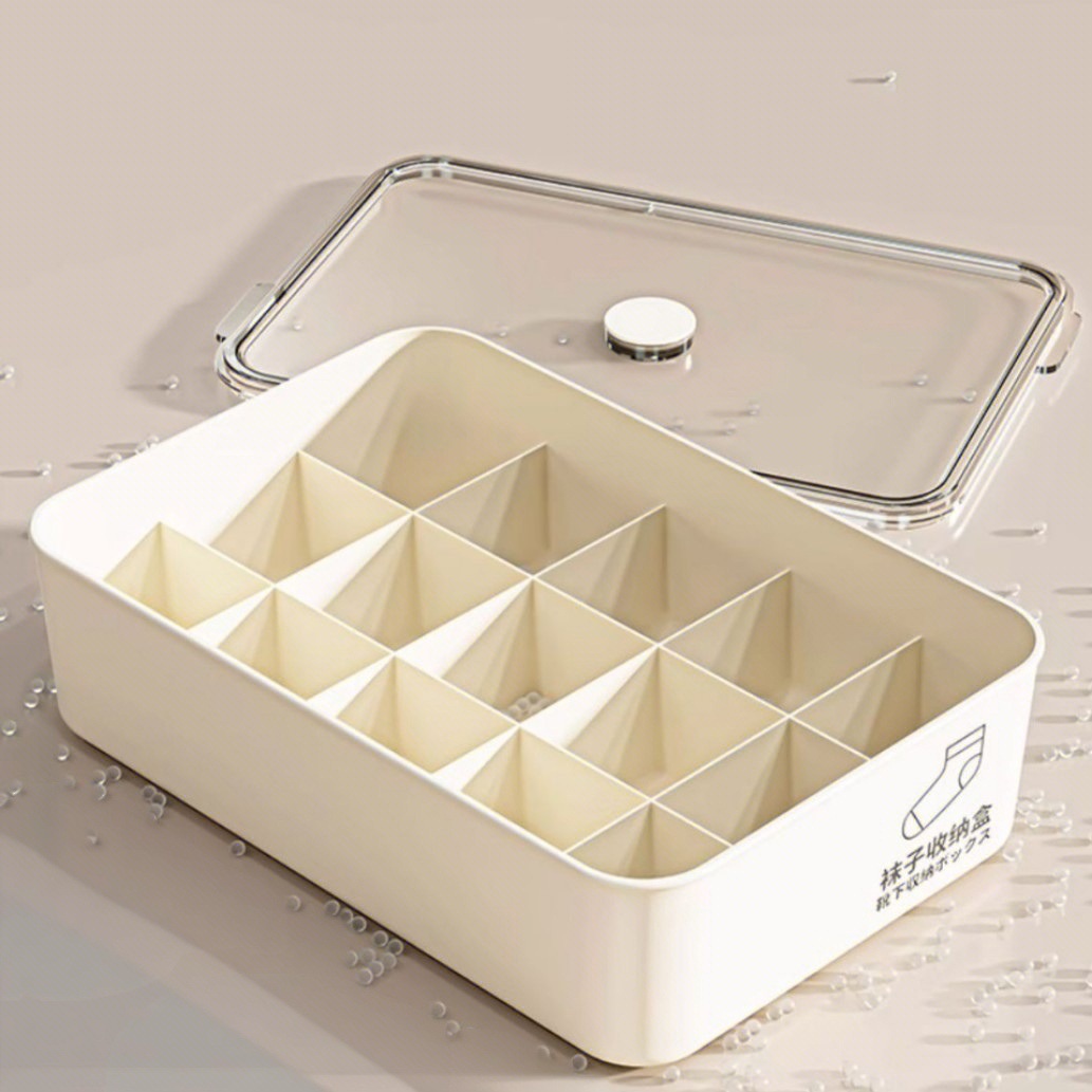 Caja de Almacenamiento Dividida para Ropa Interior 3 en 1 de Plástico Con Tapa A Prueba de Polvo para Armario image 4