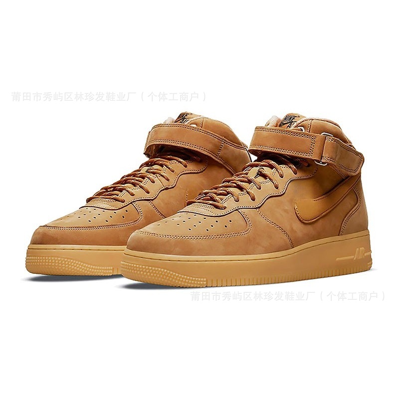 Putian Pure Original Air Force One Af1 Women's Shoes in Wheat Color, Unisex Couple's Casual Versatile Sneakers, Men's Shoes
