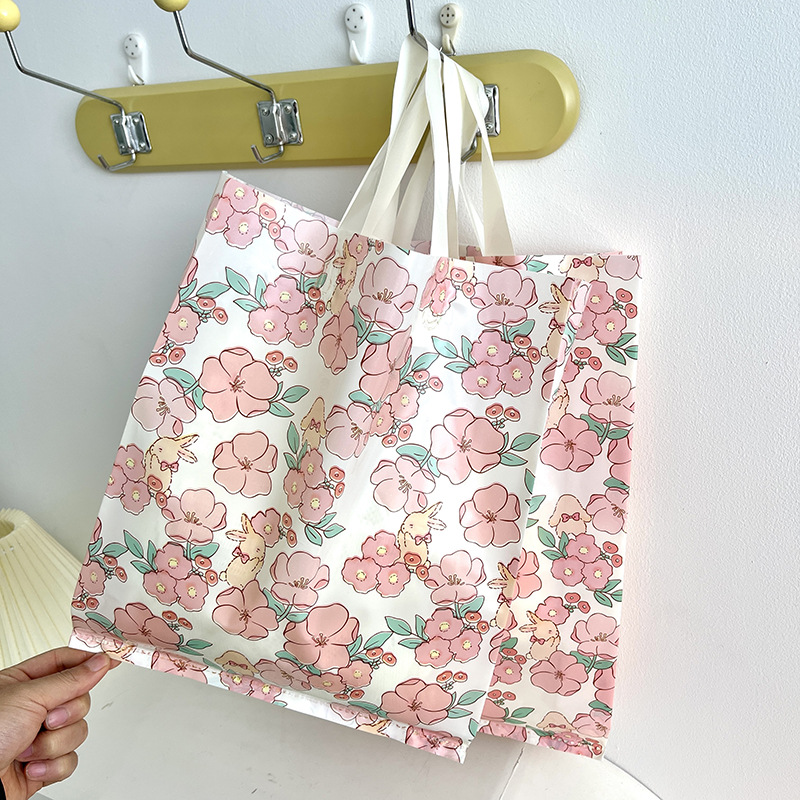 新款粉色櫻花服裝店袋購物袋禮品袋清新可愛加厚塑料手提袋化妝品