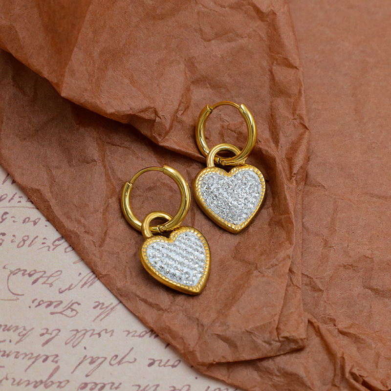 Zircon Love Stainless Steel Earrings