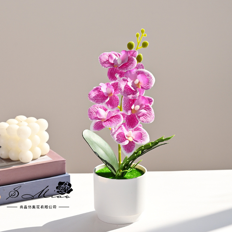 Orquídea de mariposa artificial pequeña decoración del hogar bonsai fotografía simulación flor verde decoración interior simulación maceta