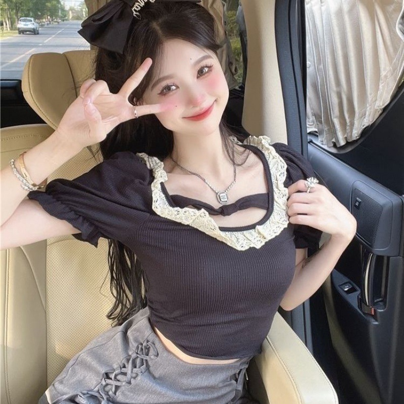 Summer Japanese cute lace short sleeve T-shirt for students