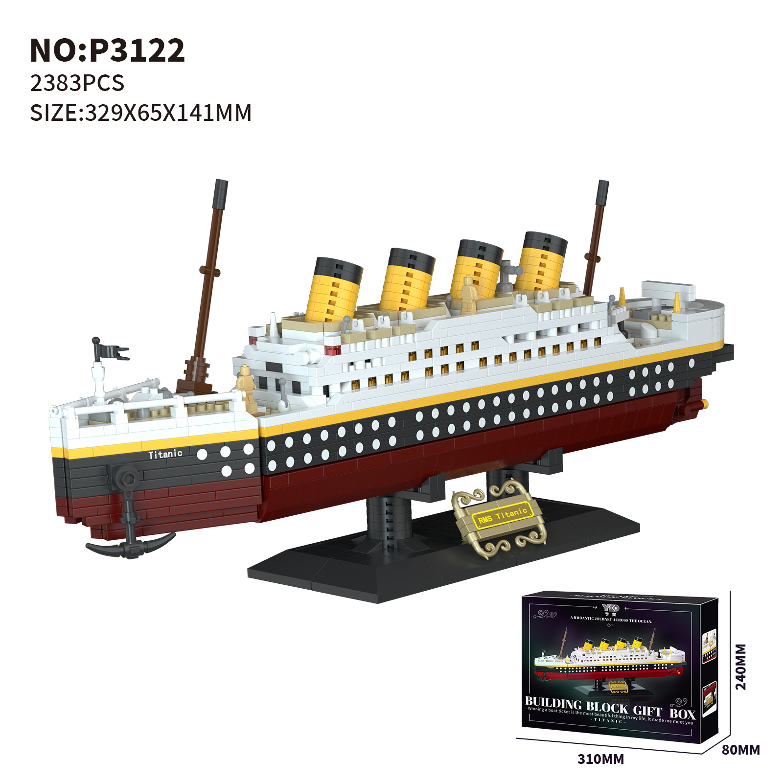 Bloques de construcción de yugao p3122 - p3123 modelos de barcos hundidos de micropartículas ensamblan piezas de juguete puzzle al por mayor a través de la frontera