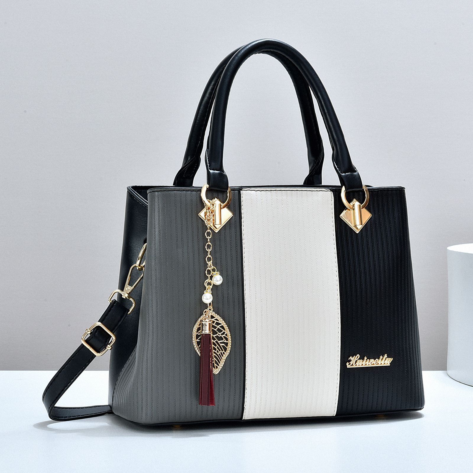 Color Block Women's Fashion Trend Handbag PU Shoulder Crossbody Large Capacity Bag Bags_voghion.com