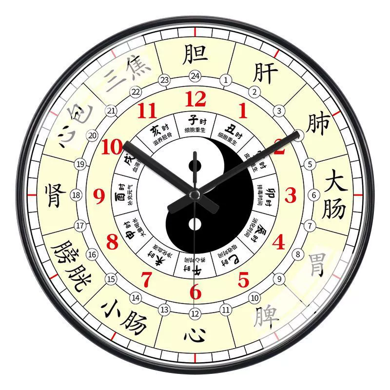 Часы Ziwuwan Injecting Beauty Salon Clock Clock Clocks 24 Hours of Health History Clock Chinese Medicine Twelve Camera Meridian Gossip S тихие часы