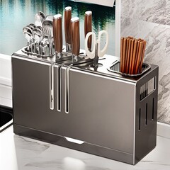 新しい包丁ラック収納ラック多機能カウンタートップ壁掛け包丁と箸かご一体型収納ボックスラック